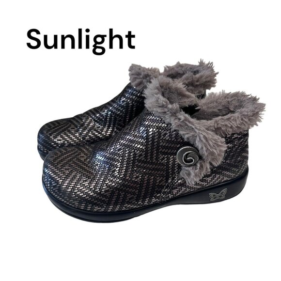 Alegria Women's Meri Fur Boots Pewter Dazzler Style MER-532  SIZE 36 US6 Comfort - Picture 1 of 15